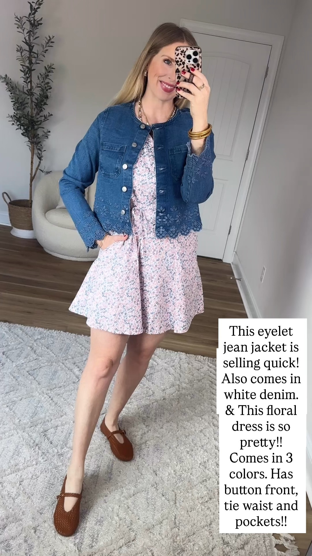 Walmart try on, floral dress, eyelet jean jacket 

#LTKWorkwear #LTKootd