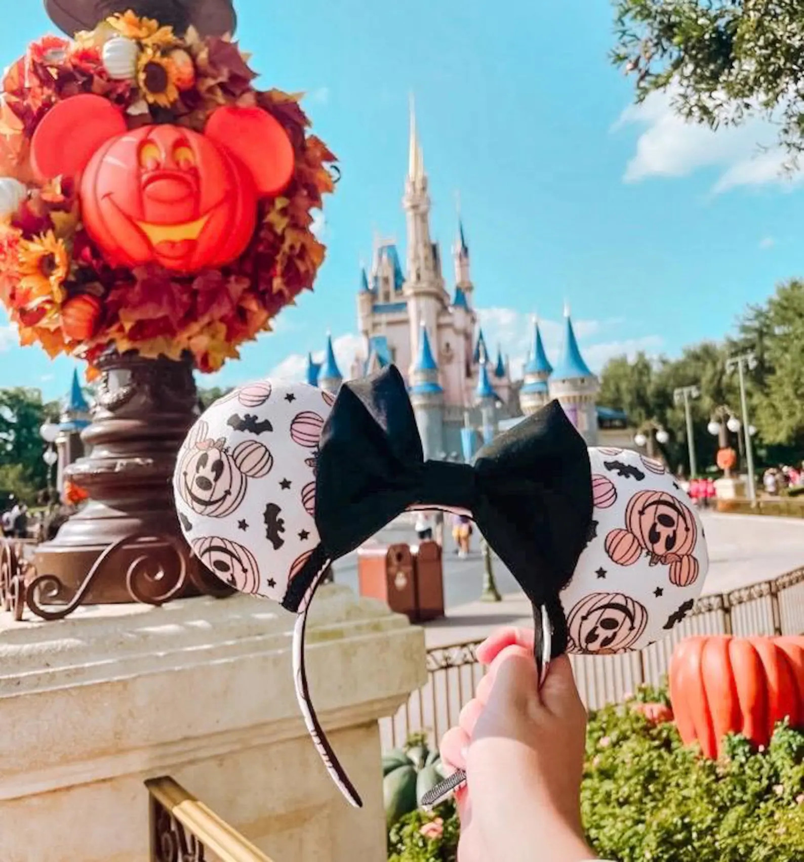 Mickey Pumpkin and bats Mouse Ears, Fall Mouse Ears, Halloween Mouse Ears | Etsy (Global)