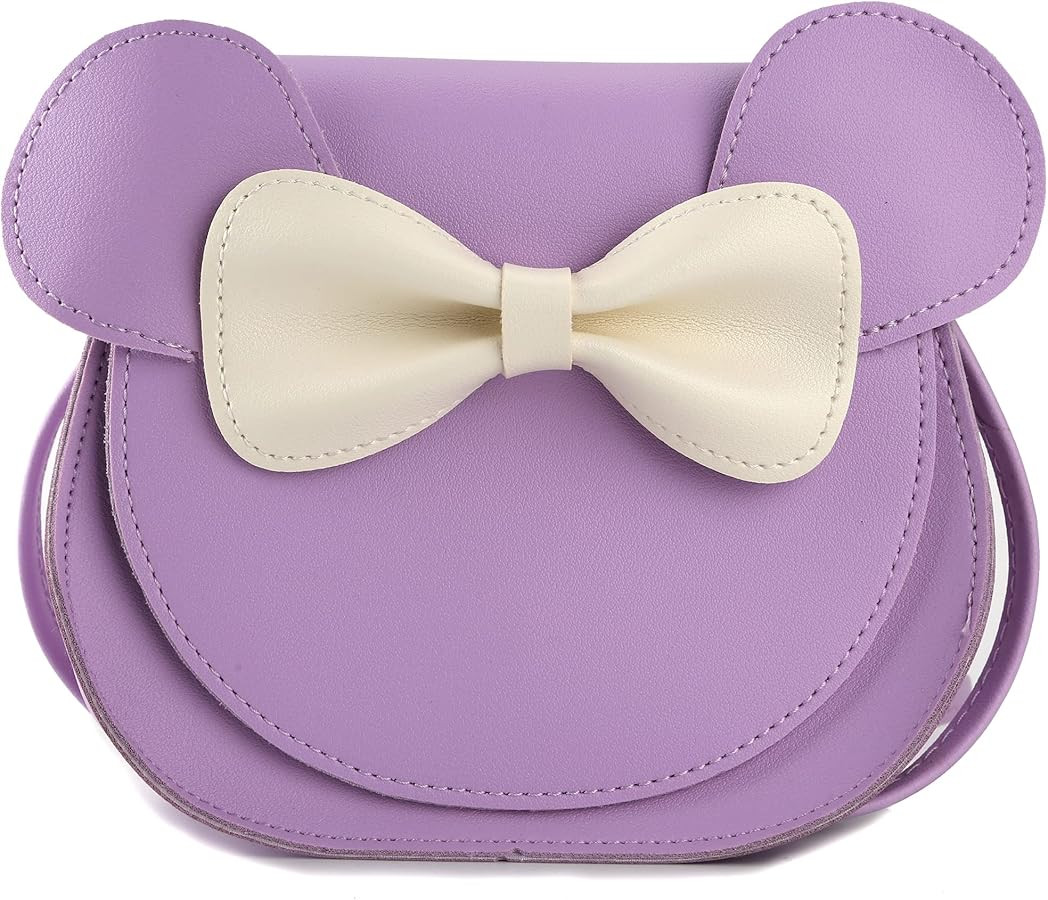 QiMing Little Mouse Ear Bow Crossbody Purse,PU Shoulder Handbag for Kids Girls Toddlers | Amazon (US)