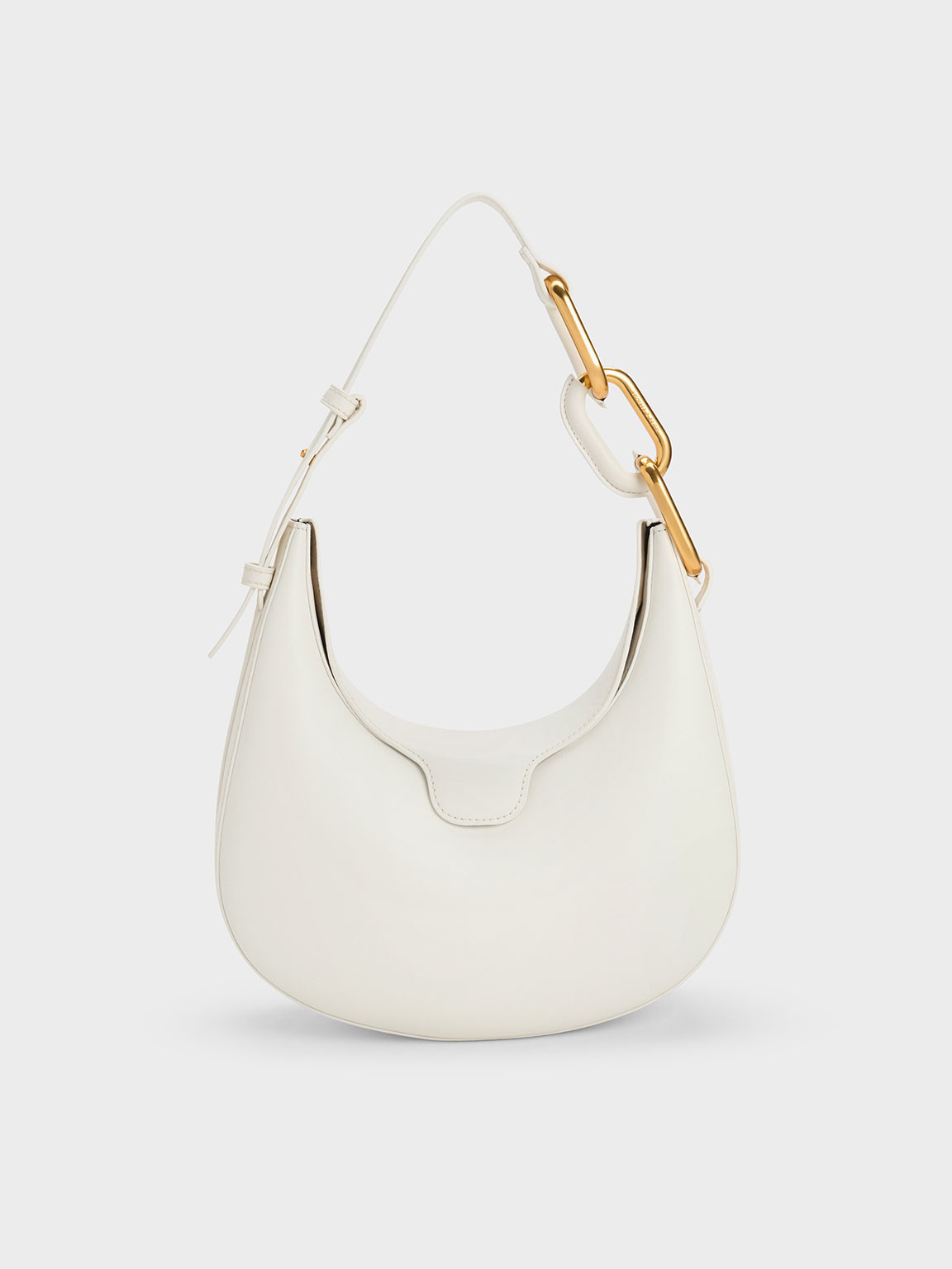 White Kora Metallic-Accent Moon Bag | CHARLES & KEITH | Charles & Keith US