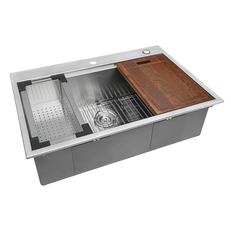 33'' L Drop-In Single Bowl Stainless Steel Kitchen Sink | Wayfair North America