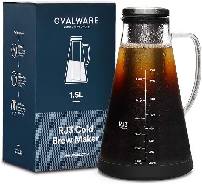 Airtight Cold Brew Iced Coffee Maker (& Iced Tea Maker) with Spout – 1.5L/51oz Ovalware RJ3 Bre... | Amazon (US)