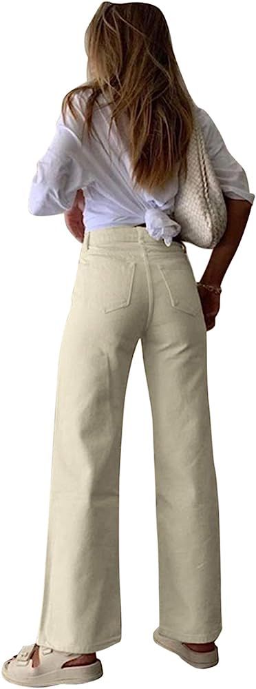 KMBANGI Women High Waist Baggy Jeans Wide Leg Straight Demin Cargo Pants Casual Loose Trousers Y2... | Amazon (US)