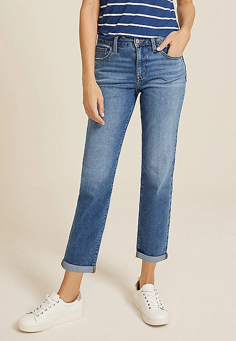 m jeans by maurices™ Classic High Rise Rolled Hem Straight Crop Jean | Maurices