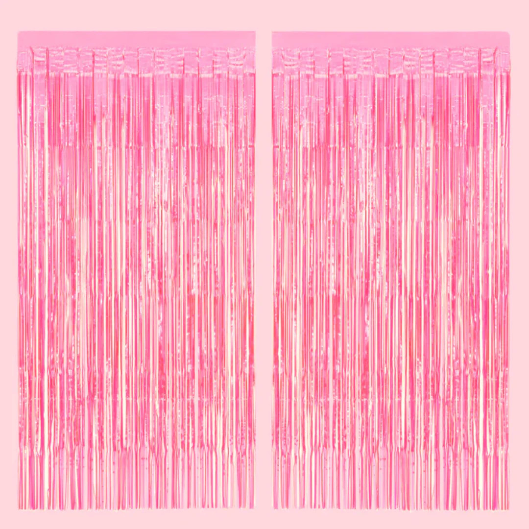 That's Hot Translucent Pink Foil Curtain (Set of 2) | Ellie and Piper