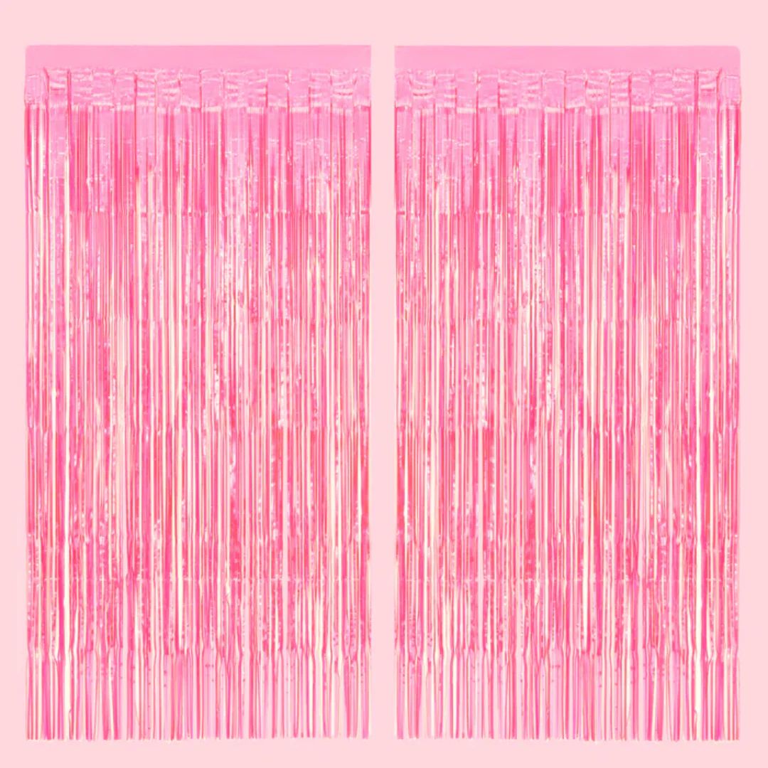 That's Hot Translucent Pink Foil Curtain (Set of 2) | Ellie and Piper