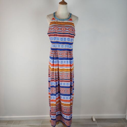 Leona Edmiston Maxi Dress Womens Size M Embroidered Geometric Print Boho Flowy | eBay AU