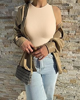 OQQ Women's 3 Piece Bodysuits Sexy Ribbed Sleeveless One Piece Halter Neck Sleeveless Bodysuits | Amazon (US)