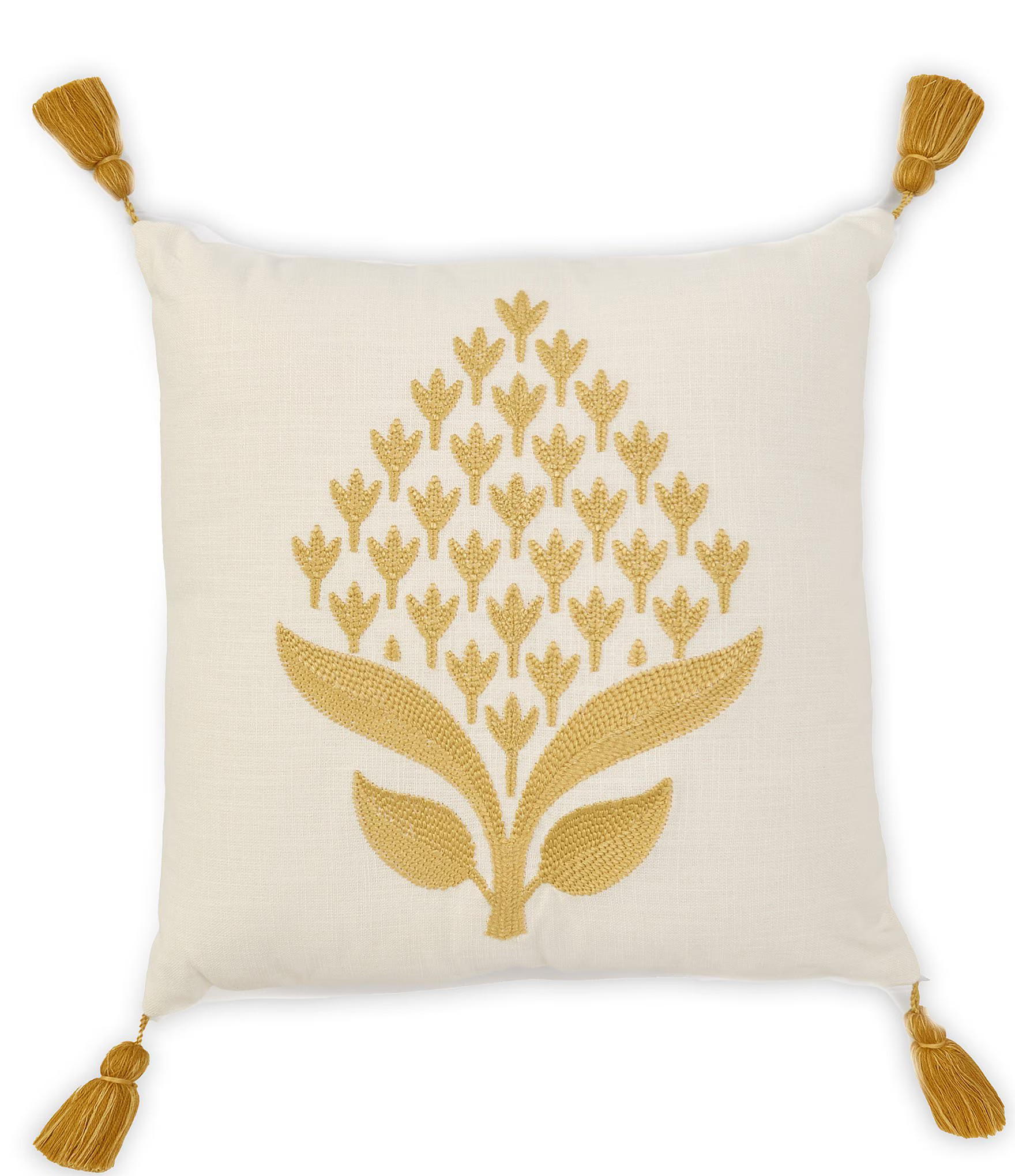 Embroidered and Tassel Trim Square Pillow | Dillard's