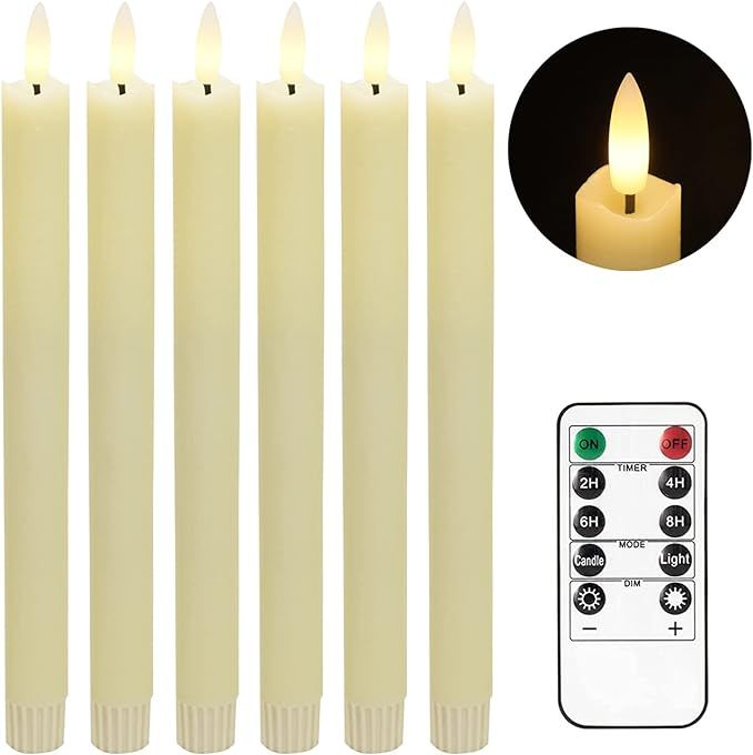 Stmarry Flickering Flameless Taper Candles with Remote - 10 Inch LED Candlesticks, Realistic 3D F... | Amazon (US)