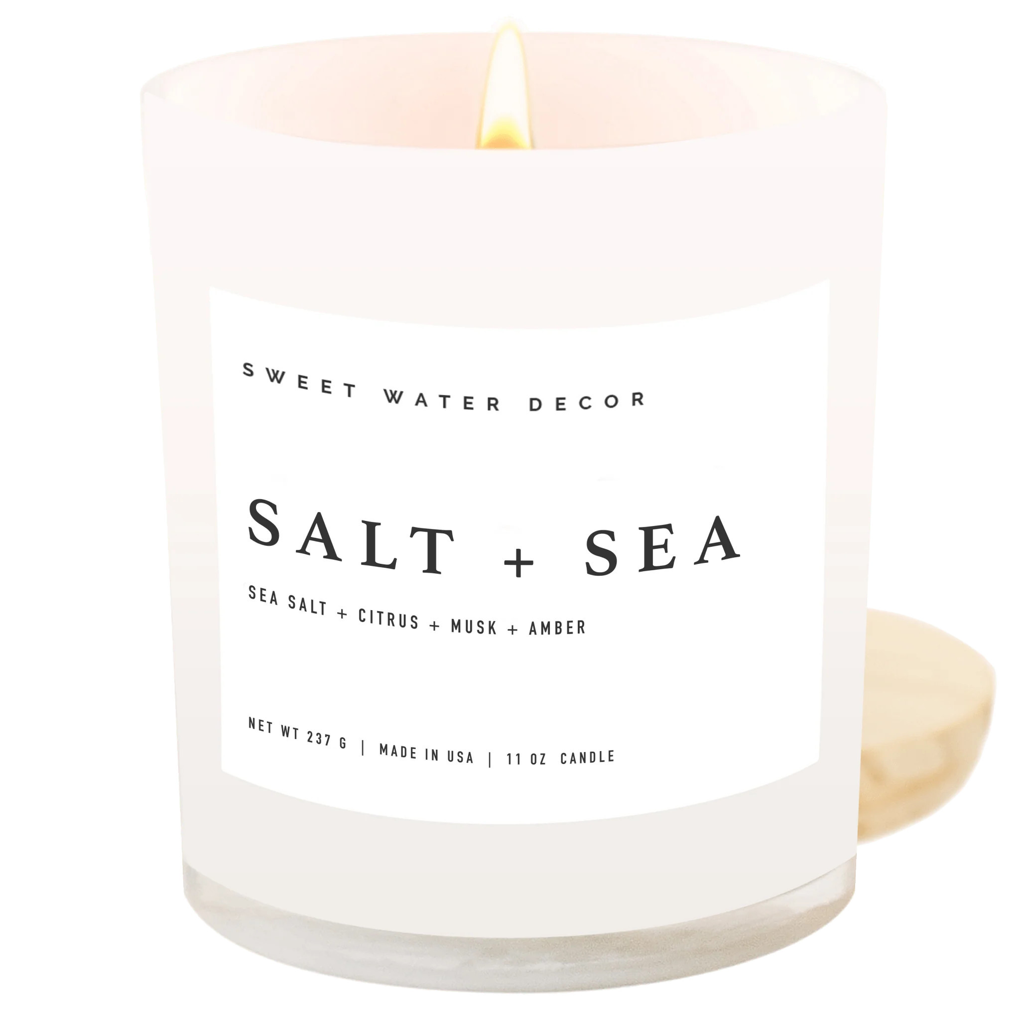 Salt and Sea Soy Candle - White Jar - 11 oz | Sweet Water Decor, LLC