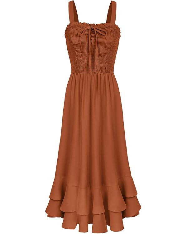 GRACE KARIN Women's 2023 Summer Floral Boho Dress Square Neck Strapped Swing A Line Beach Long Ma... | Amazon (US)