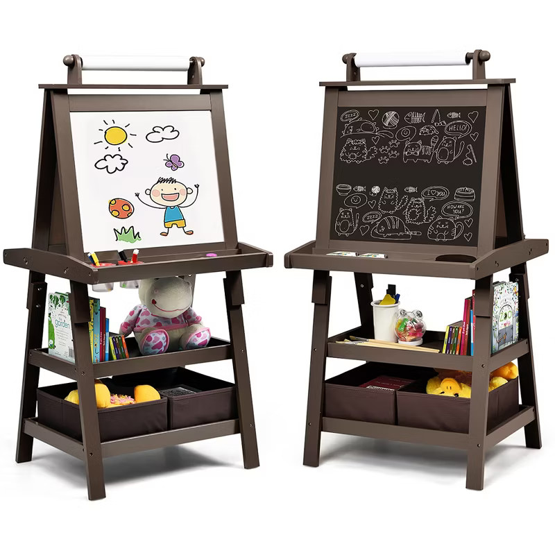 Costway 3 in 1 Double-Sided Wooden Kid's Art Easel Whiteboard | Target