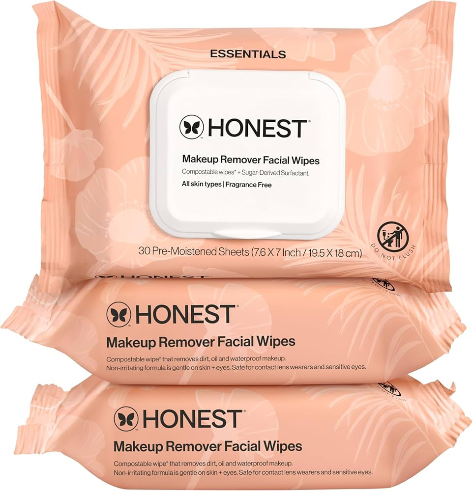 Honest Beauty Fragrance Free Cleansing Makeup Remover Facial Wipes | Plant Based, Hypoallergenic,... | Amazon (US)