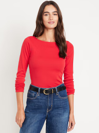 Snug Long-Sleeve Boatneck T-Shirt | Old Navy (US)