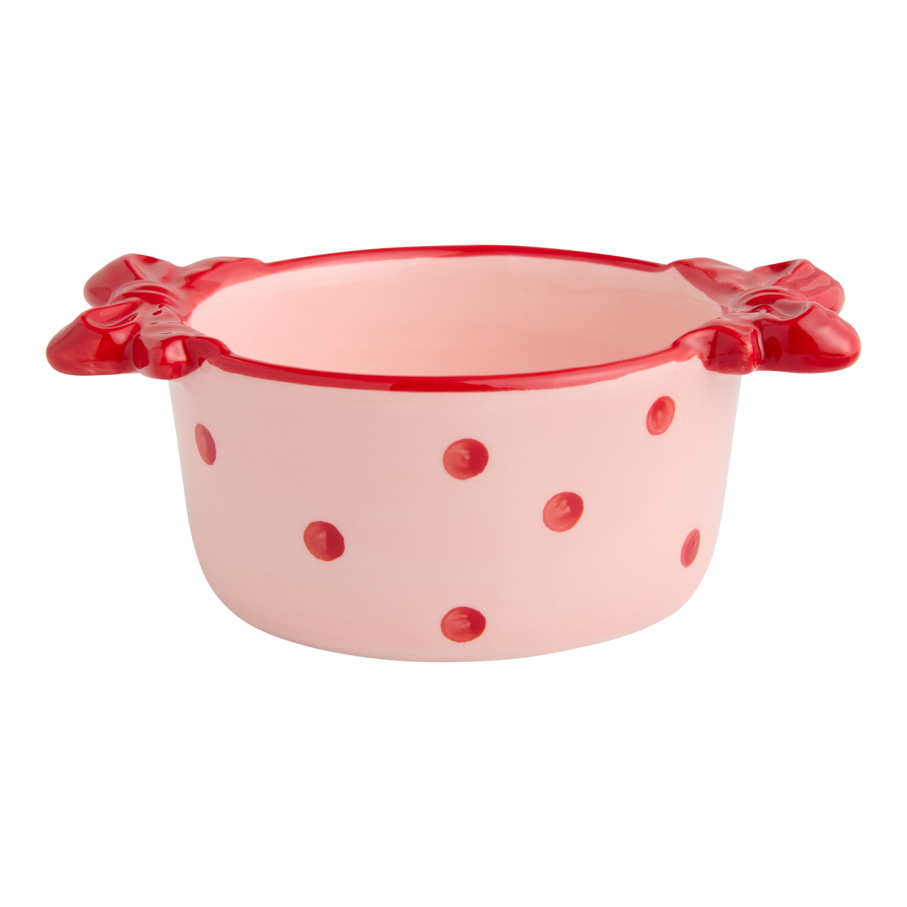 Ceramic Polka Dot Bow Handle Hand Painted Ramekin | World Market