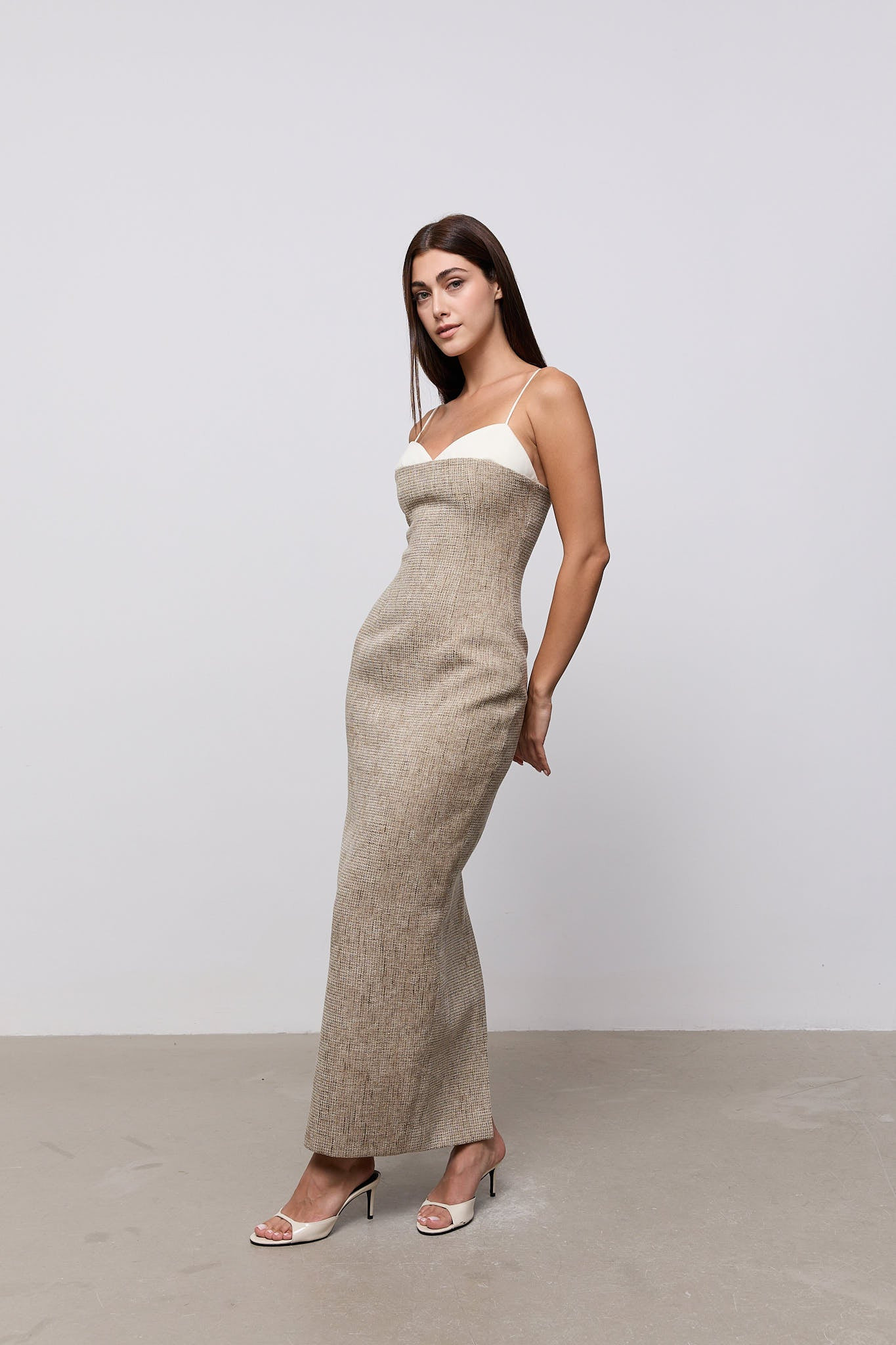 Tweed Contrast Detail Midi Dress | Odd Muse