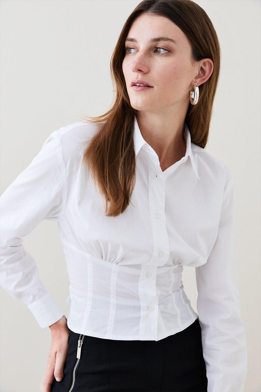 Corset Back Tailored Shirt | Karen Millen UK + IE + DE + NL