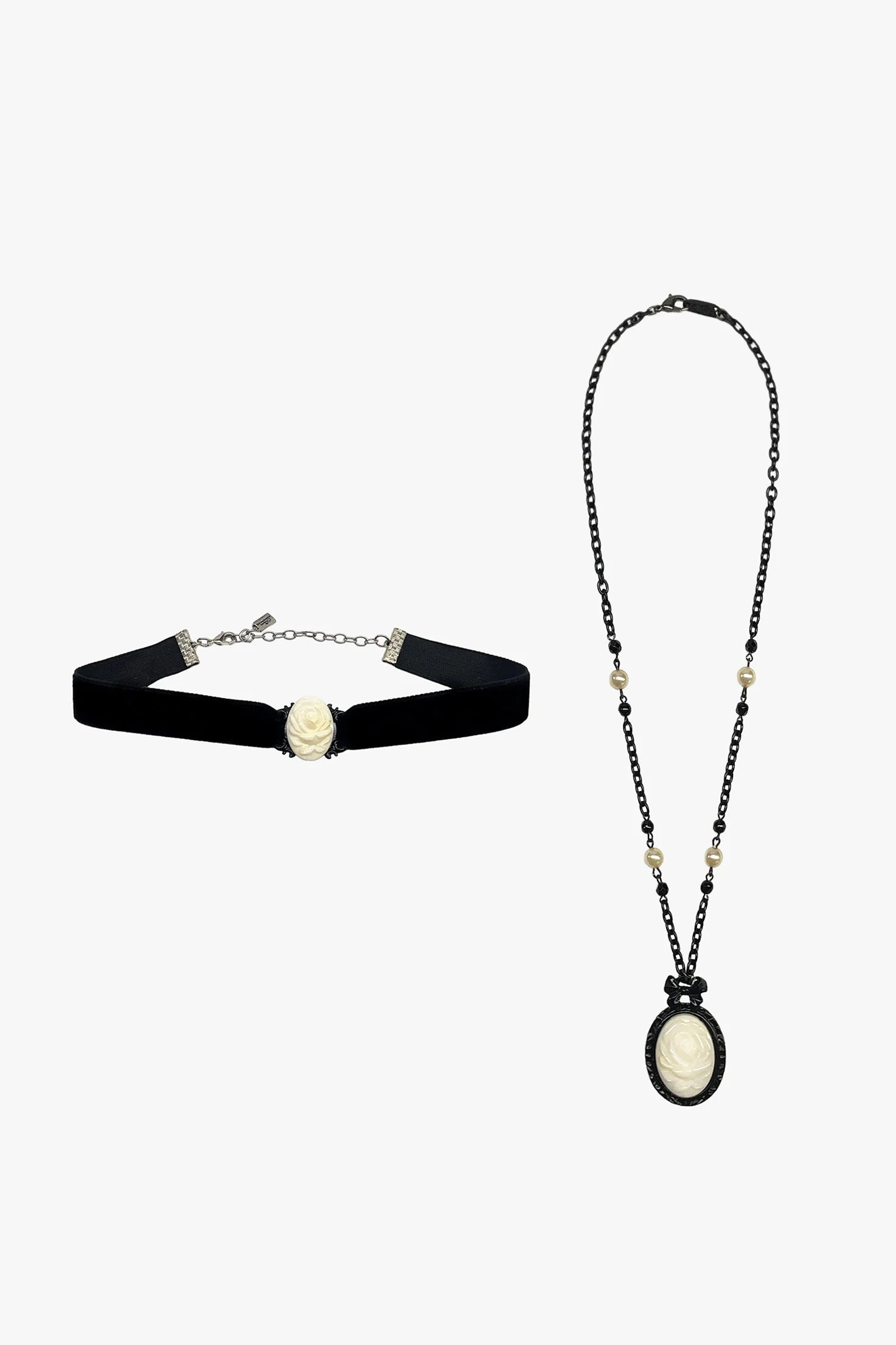 Carved Rose Victorian Necklace & Choker Set – Ivory | Anna Sui