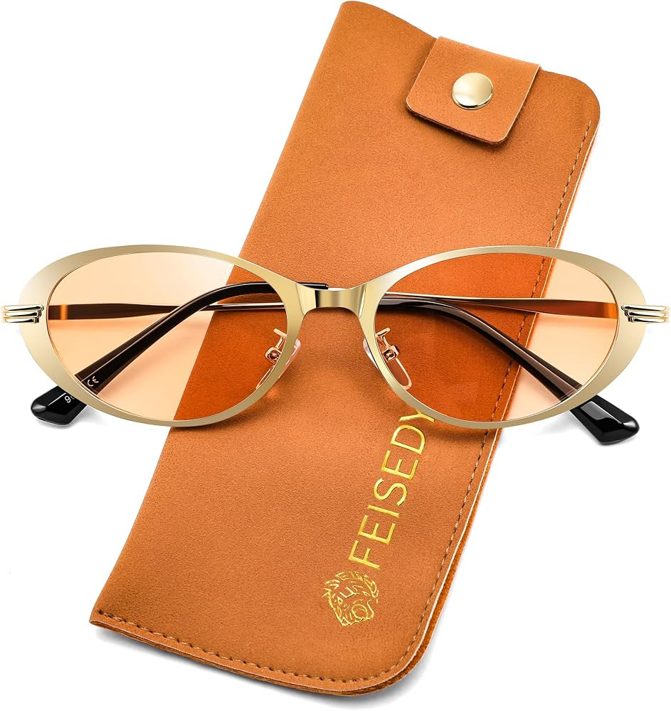 Amazon.com: FEISEDY Metal Oval Sunglasses UV400 Protection for Women and Men, Classic Retro Trendy Suitable for Driving Fishing B0429 : Clothing, Shoes & Jewelry | Amazon (US)