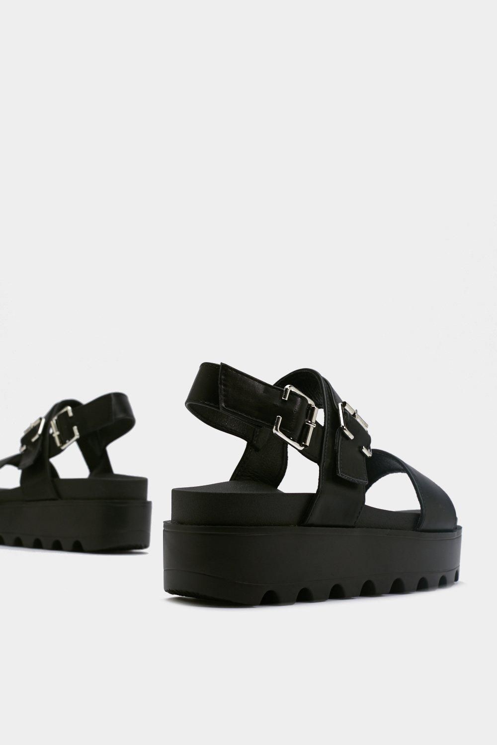 Faux Leather Buckle Platform Sandals | Nasty Gal (US)