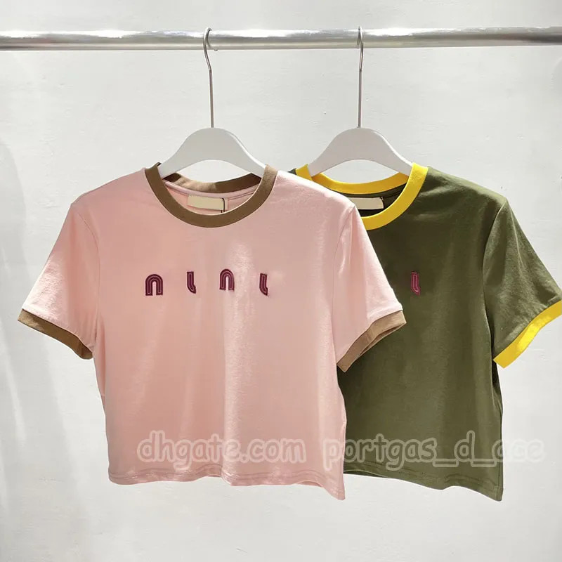 Letter Leather Cropped t Shirt Women Short Sleeve Round Neck Tops Summer Street Sport Pink Shirts | DHGate
