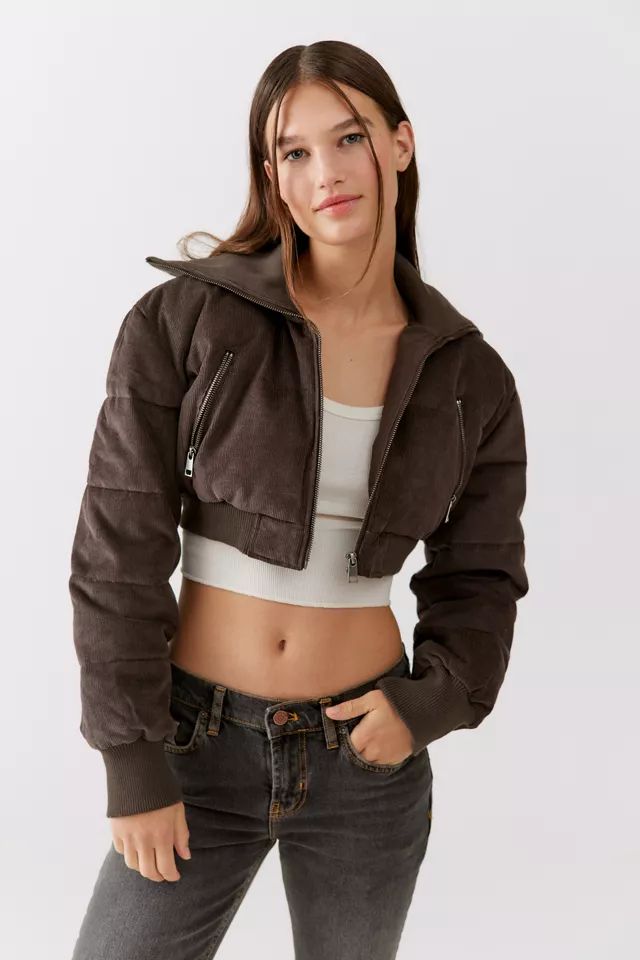 UO Lily Corduroy Cropped Puffer Jacket | Urban Outfitters (US and RoW)