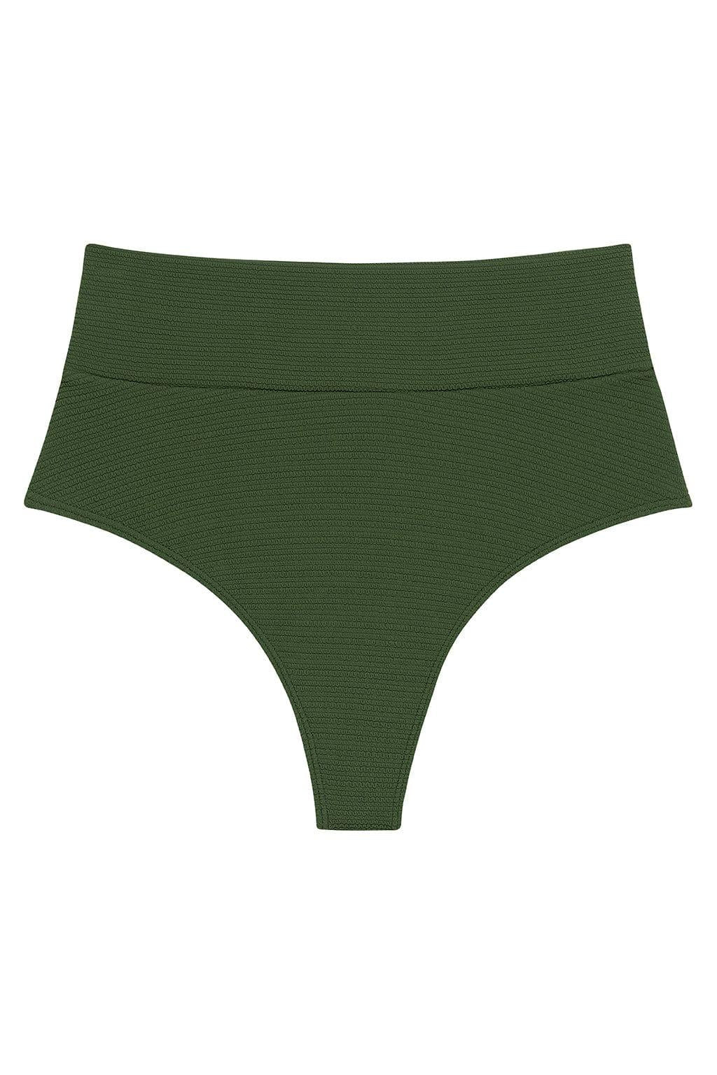 Olive Micro Scrunch Added Coverage High Rise Bikini Bottom | Montce