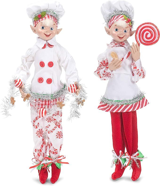 RAZ Imports Kringle Candy Co. 16" Posable Elf Asst of 2 (White/Red) | Amazon (US)