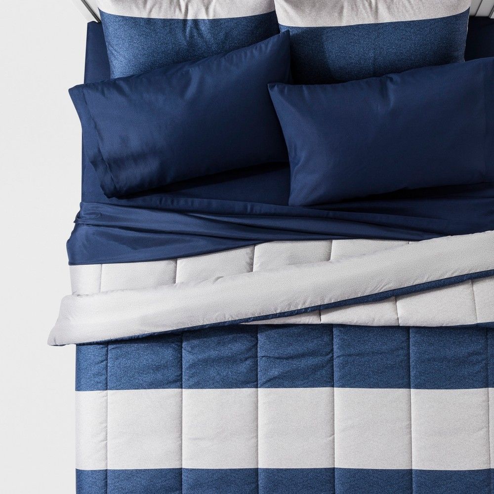 Navy Striped Comforter Set (Twin/Twin XL) 5pc - Room Essentials, Blue | Target