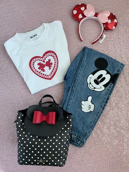Disney jeans and Valentine’s outfit  