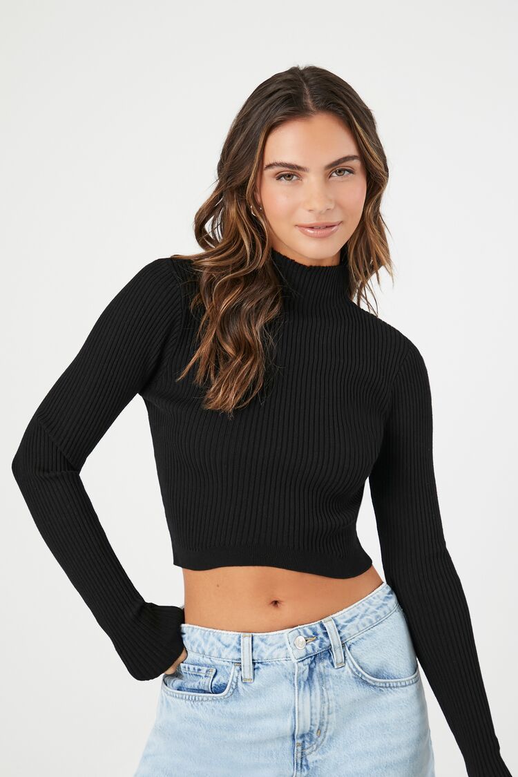 Mock Neck Sweater-Knit Crop Top | Forever 21 (US)