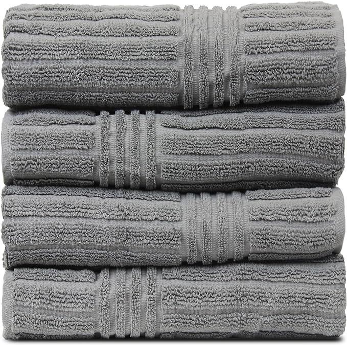 BC BARE COTTON Luxury Hotel & Spa 100% Natural Turkish Cotton Ribbed Channel Pattern Bath Towel (... | Amazon (US)