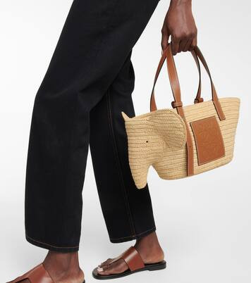 Elephant Small raffia and leather tote | Mytheresa (INTL)