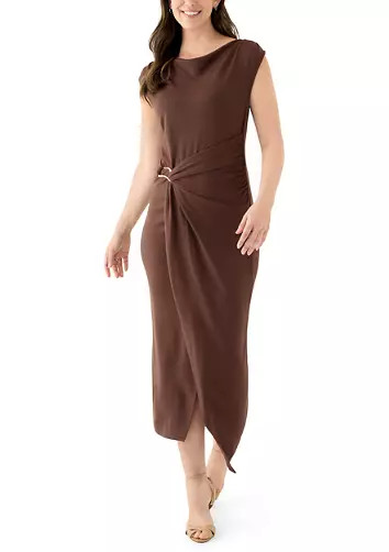 Women's Mock Neck Ruched Ponte Maxi Dress | Belk