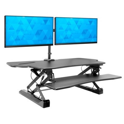 Mount-It! Height Adjustable Stand Up Desk Converter with Dual Monitor Arm, 47 Tabletop Standing Desk Riser w/ Gas Spring, Fits Two Monitors up to 32" | Target