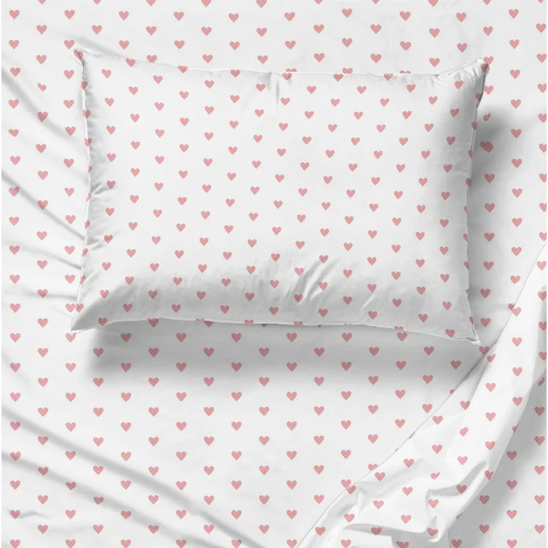 Saturday Park Pink Hearts 100% Organic Cotton Sheet Set | Walmart (US)