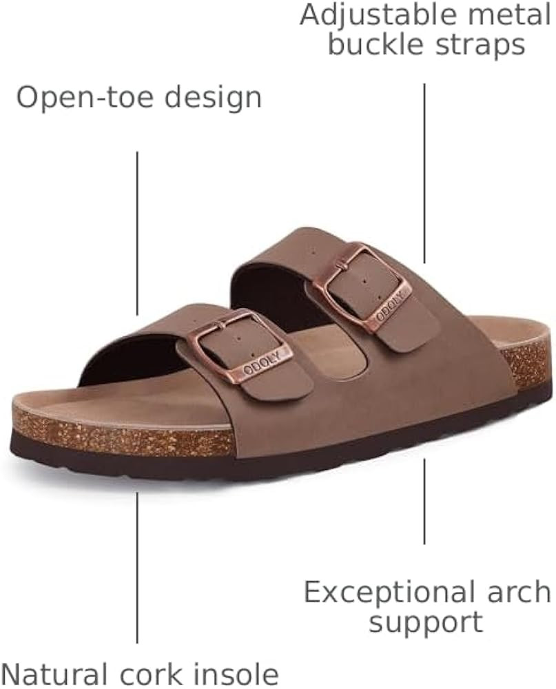 Unisex Cork Footbed Slide Sandal, Arch Support Summer Outdoor Sandals with Adjustable Buckle for ... | Amazon (US)