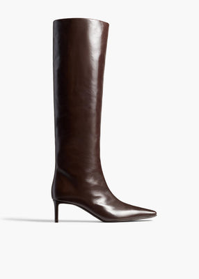 KHAITE - Ona Knee-High Boot In Chocolate Glazed Leather | Khaite