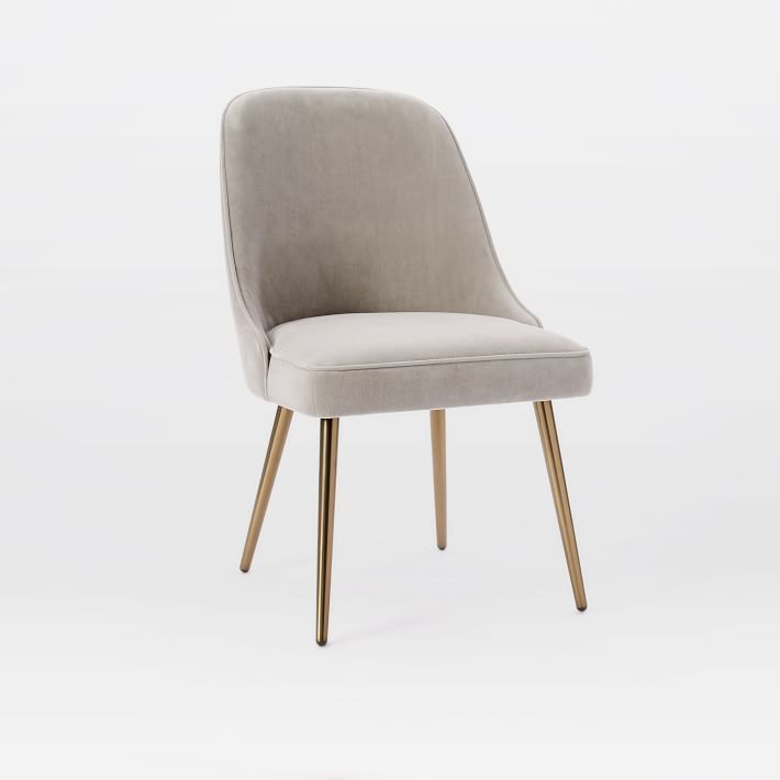 Mid-Century Upholstered Dining Chair - Metal Legs | West Elm (US)