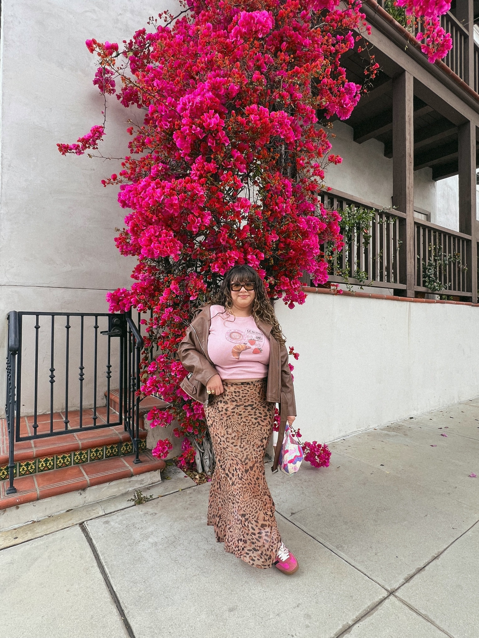 Pink and brown, plus size fashion , curvy, leopard, cheetah, maxi skirt 