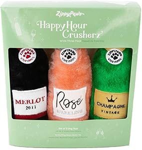 ZippyPaws Happy Hour Crusherz, Crunchy Dog Toy with Water Bottle, No Stuffing, 3 Pack | Amazon (US)
