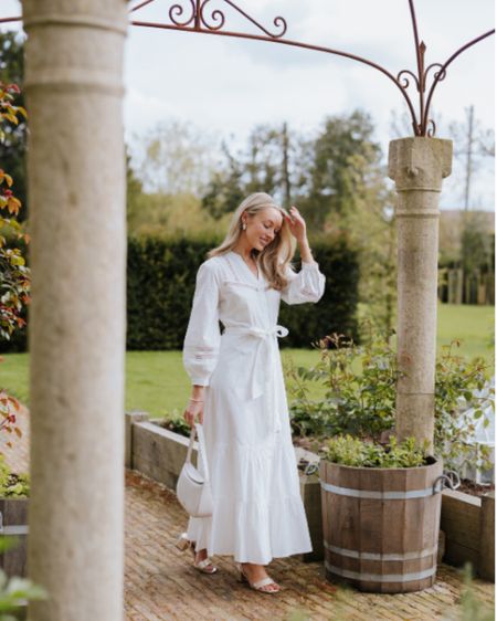 White maxi shirt dress that’s perfect for transitional styling from spring to summer 

#LTKspring #LTKsummer #LTKeurope