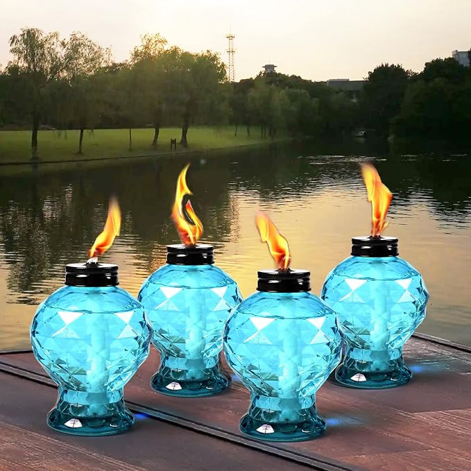 4 Pack Glass Table Torch,Citronella Glass Table Top Torches with Wick and Cap for Outdoor, Refill... | Amazon (US)