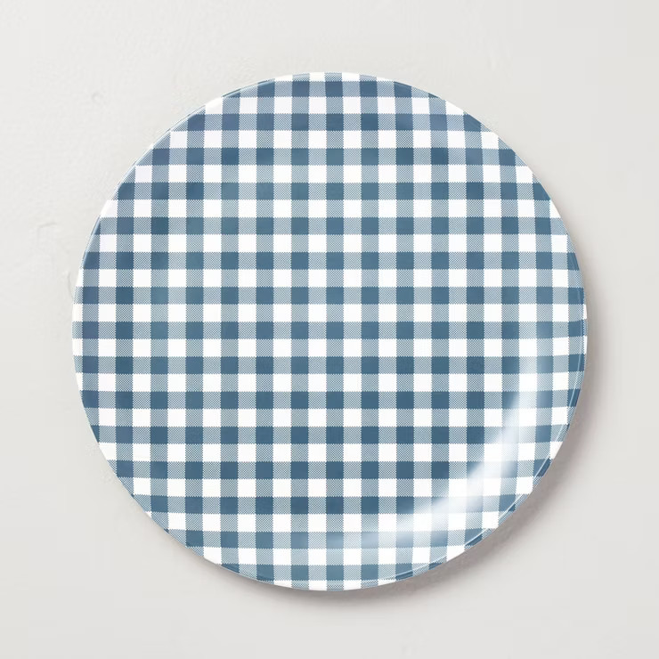 10.5" Gingham Bamboo-Melamine Dinner Plates Blue/Cream - Hearth & Hand™ with Magnolia | Target