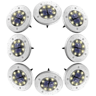 Solar Ground Lights 8 LED Garden Waterproof Disk Light Outdoor Pathway Light for Lawn Deck Walkway | Wayfair North America