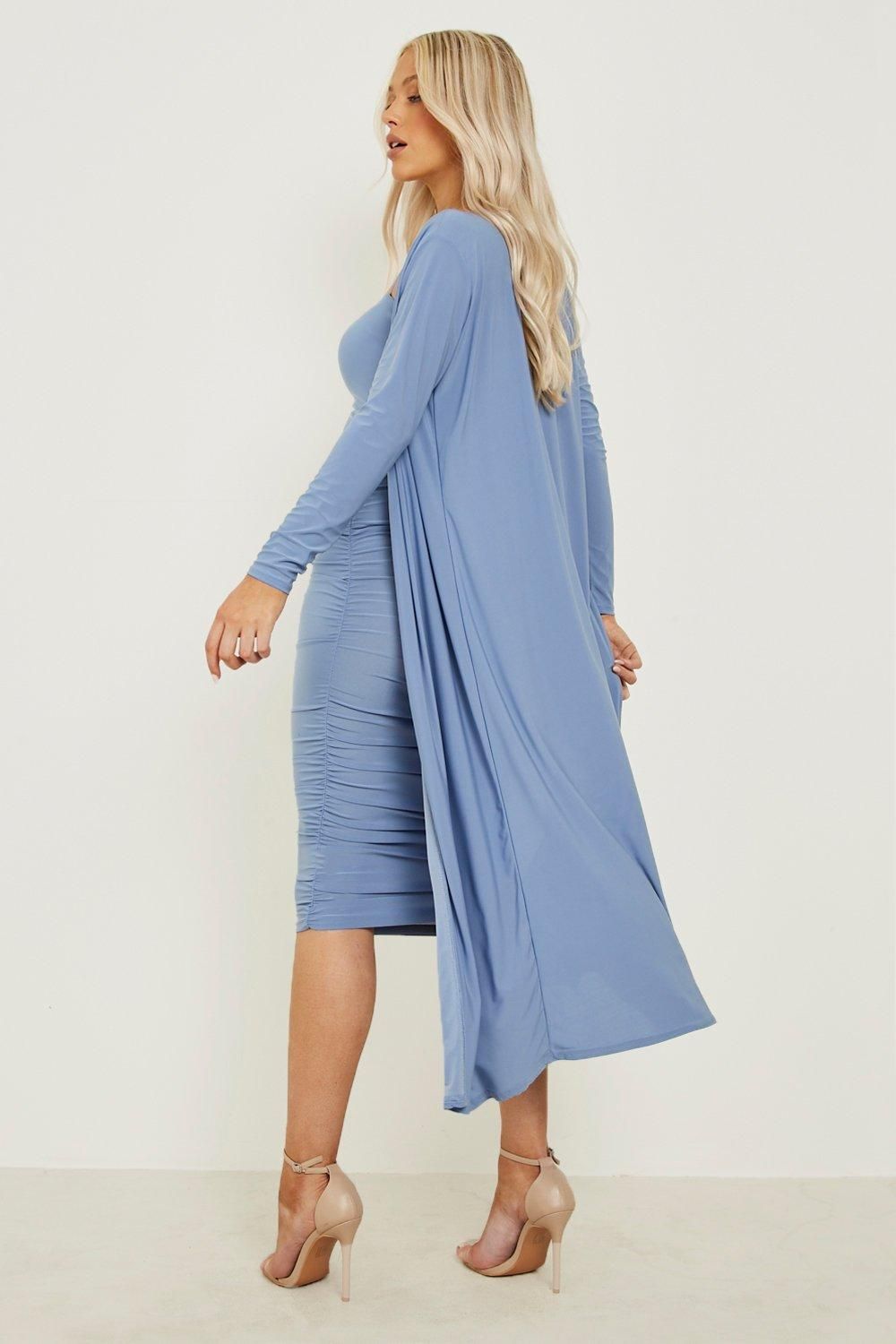 Maternity Square Neck Ruched Duster Dress Set | Boohoo.com (US & CA)