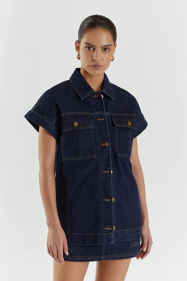 FELIX INDIGO SHORT SLEEVE SHIRT | DISSH