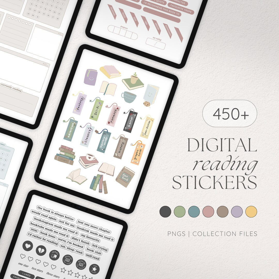 Digital Reading Stickers, Book Lover Stickers, Goodnotes Stickers, Digital Planner Stickers, Read... | Etsy (US)