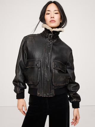 Distressed Leather Flight Jacket | Banana Republic (US)